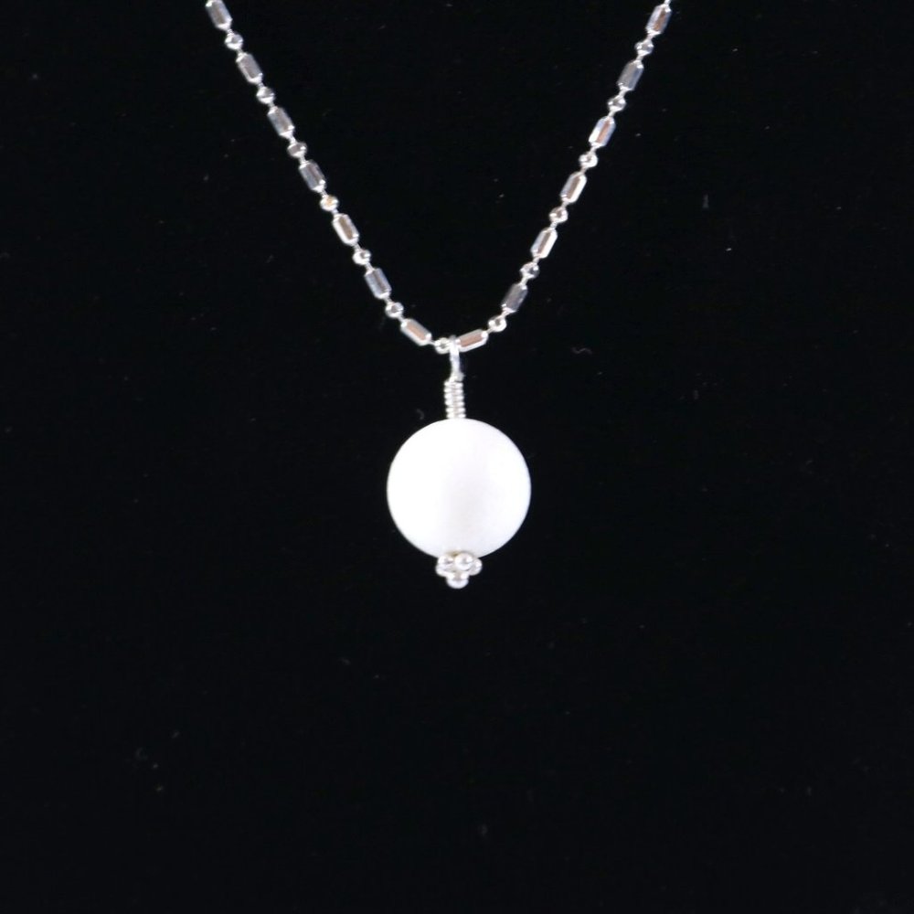 White Jade Sterling Silver Necklace